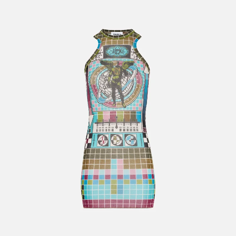 Jean Paul Gaultier Mesh Tank Top Short Dress - Printed Mire