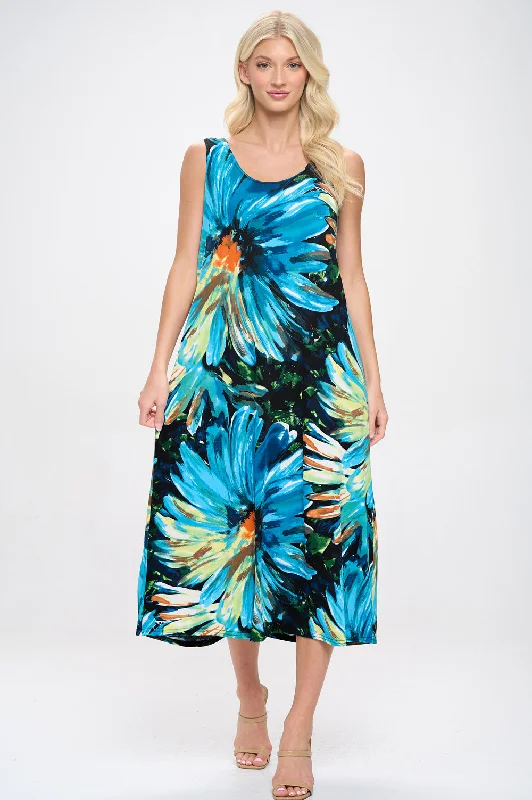 Plus Size Print Tank Long Dress Sleeveless-7000BN-TXP1-W440