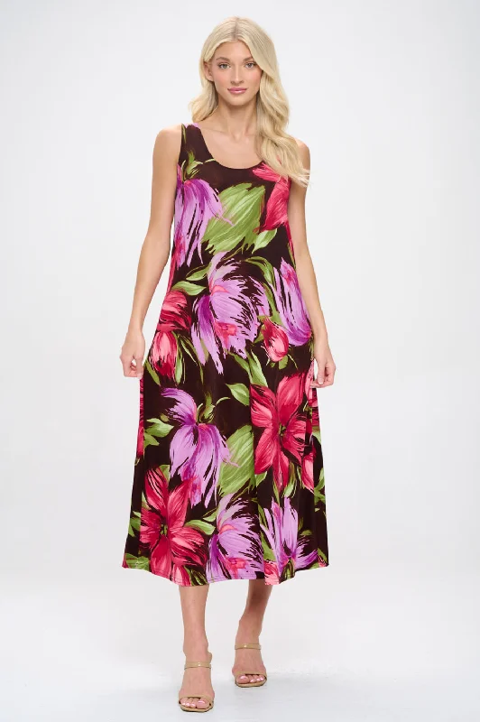 Plus Size Print Tank Long Dress Sleeveless-7000BN-TXP1-W442