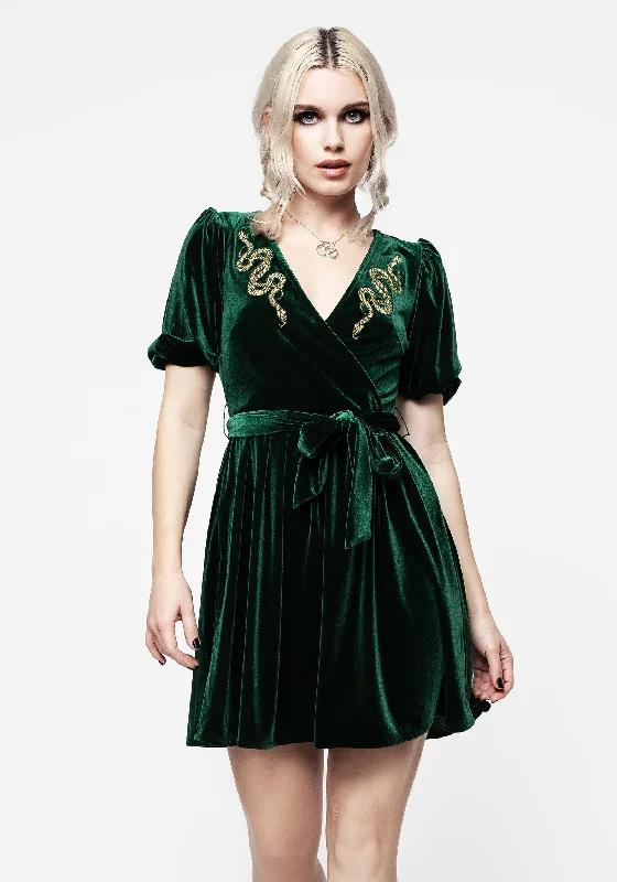 Zarina Embroidered Mini Wrap Dress