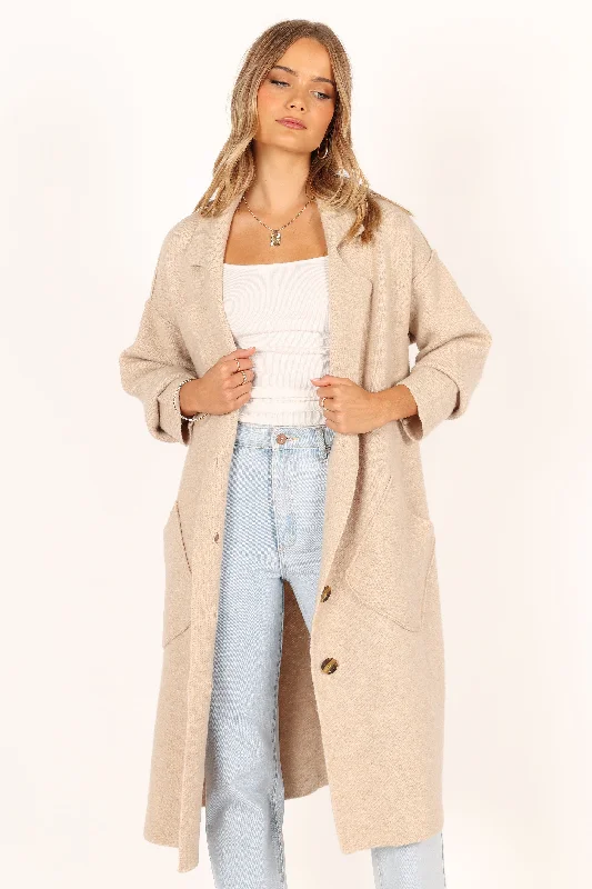 Ivy Button Front Coatigan - Oatmeal