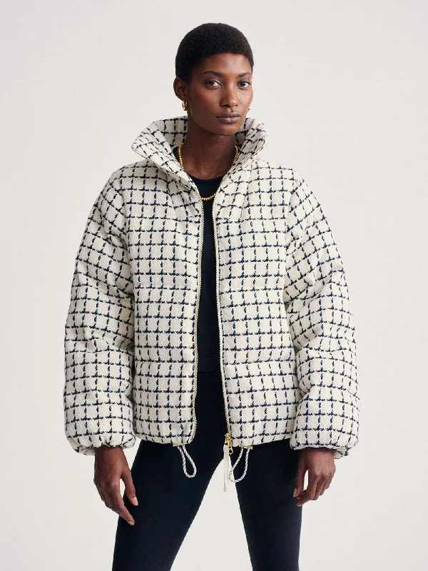 Varley Eugene Check Short Puffer Jacket