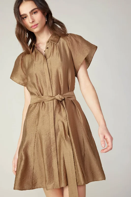 Belted Godet Mini Dress