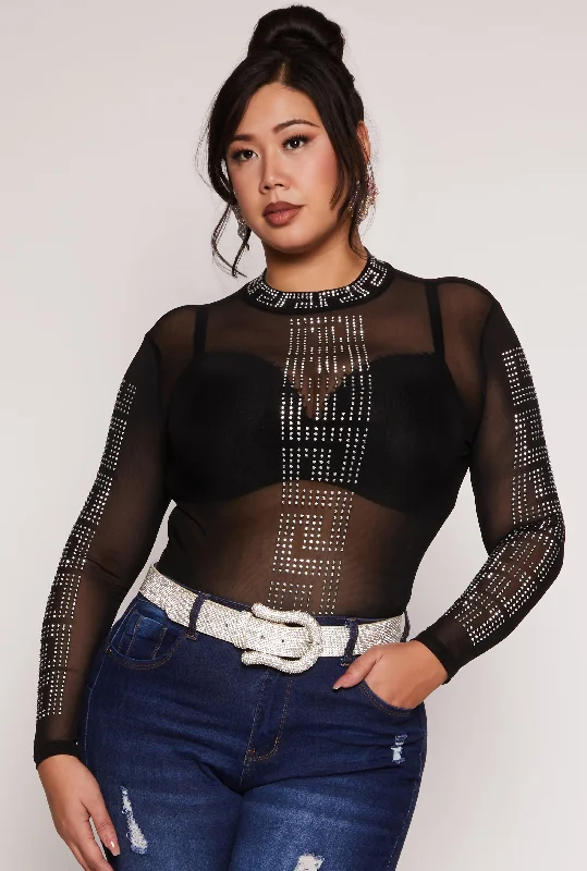 Plus Size Rhinestone Detail Top