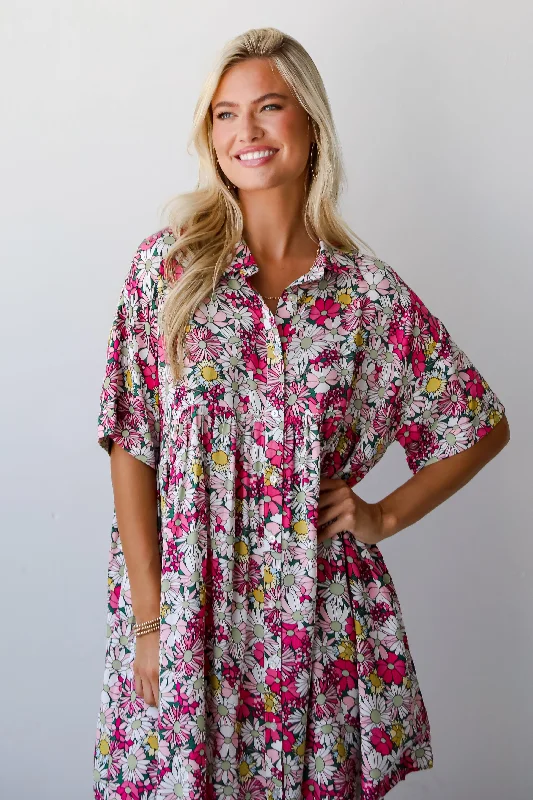 FINAL SALE - Boundless Romance Pink Floral Babydoll Mini Dress