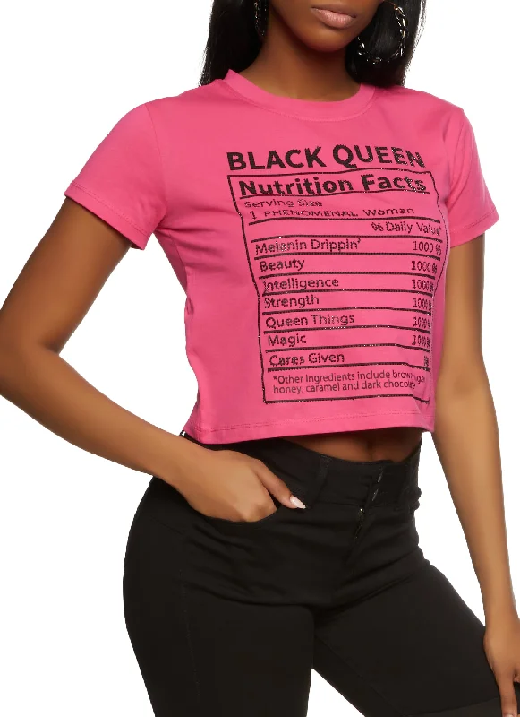 Black Queen Nutritional Facts Rhinestone Tee