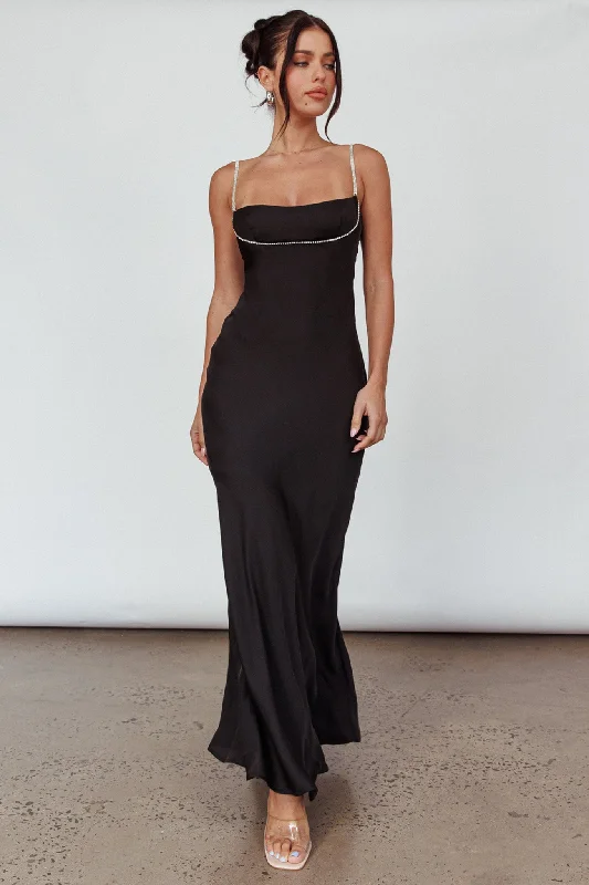 Linka Diamante Strap Maxi Dress Black