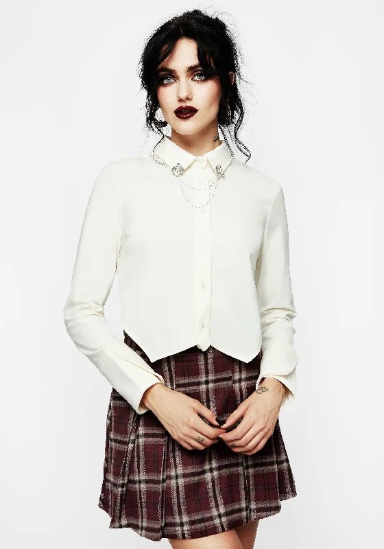 Mortmoth Chain Collared Crop Shirt