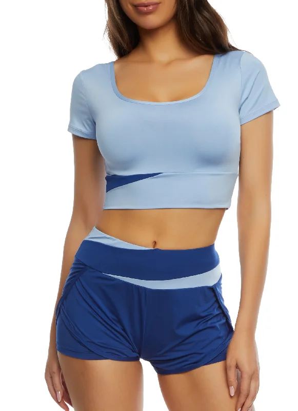 Two Tone Detail Crop Top