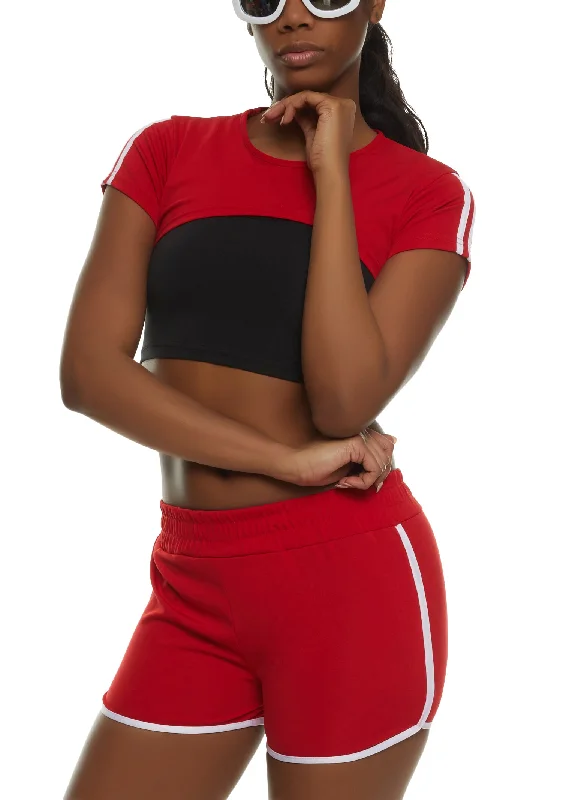 Active Cropped Tee and Tank Top Set