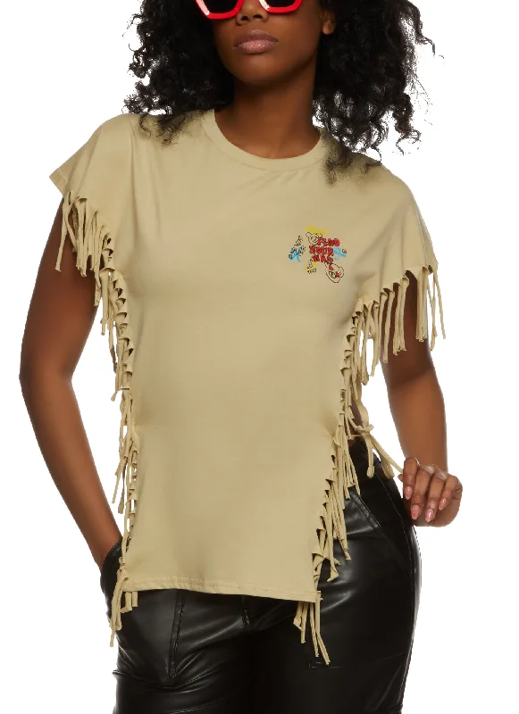 Find Your Way Fringe Open Side Back Graphic Tee