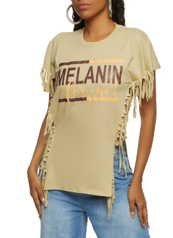 Its The Melanin For Me Fringe Side Tie Tee