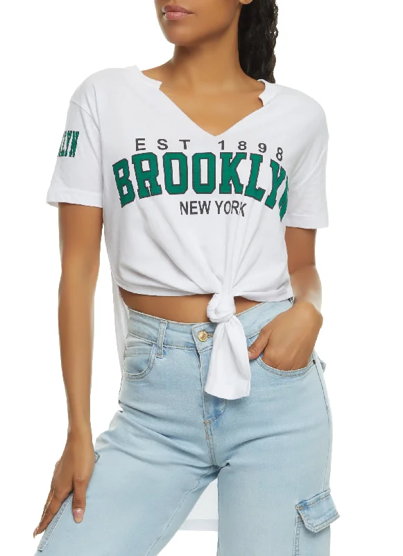 Est 1898 Brooklyn New York Knot Front Tee