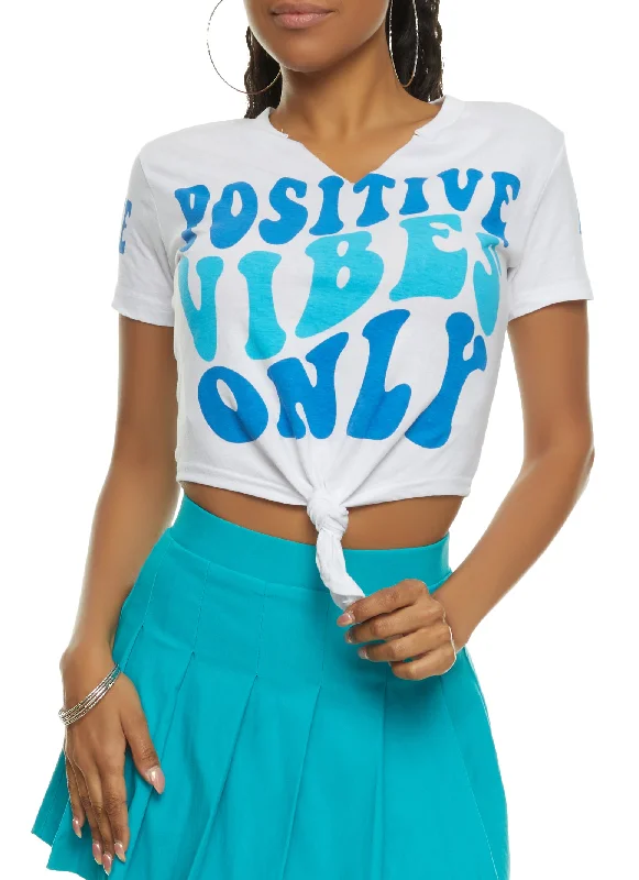 Positive Vibes Only Knot Front Graphic Tee