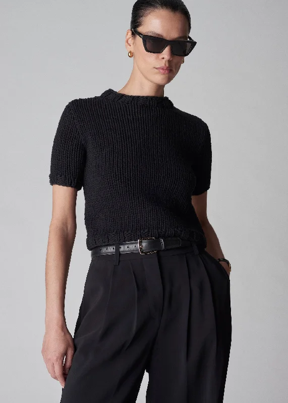 Fitted Sweater in Cotton Knit - Black