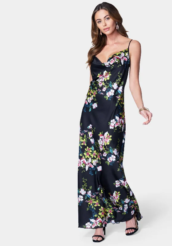 Floral Cowl Neck Maxi Dress