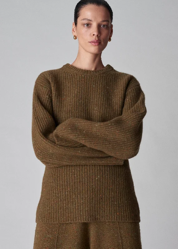 Hourglass Sweater in Tweed Knit - Green Melange