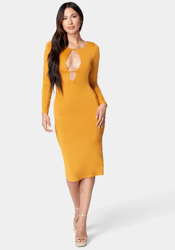 Open Neck Midi Dress