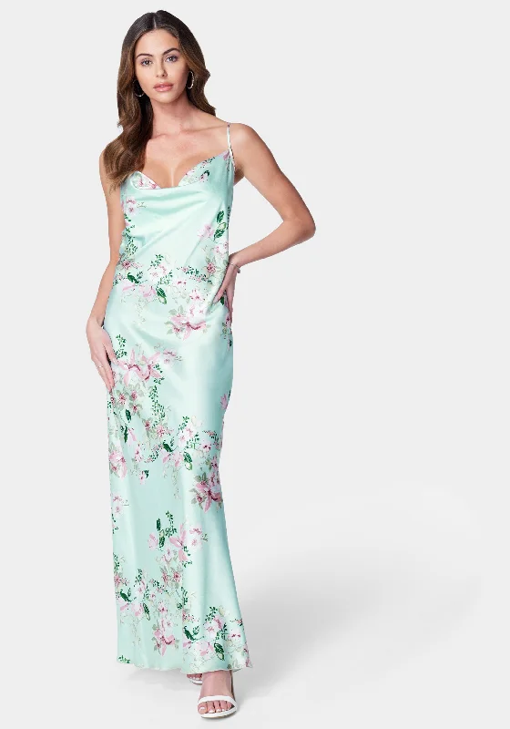 Floral Cowl Neck Maxi Dress