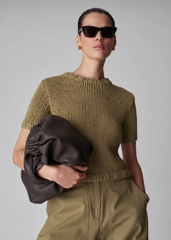 Fitted Sweater in Cotton Knit - Sage