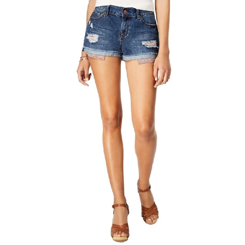 American Rag Juniors' Ripped Cuffed Denim Short Andi Size 15