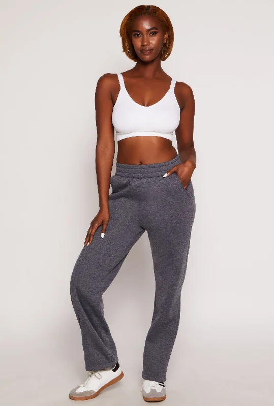 Fleece Pintuck Wide Leg Sweatpants