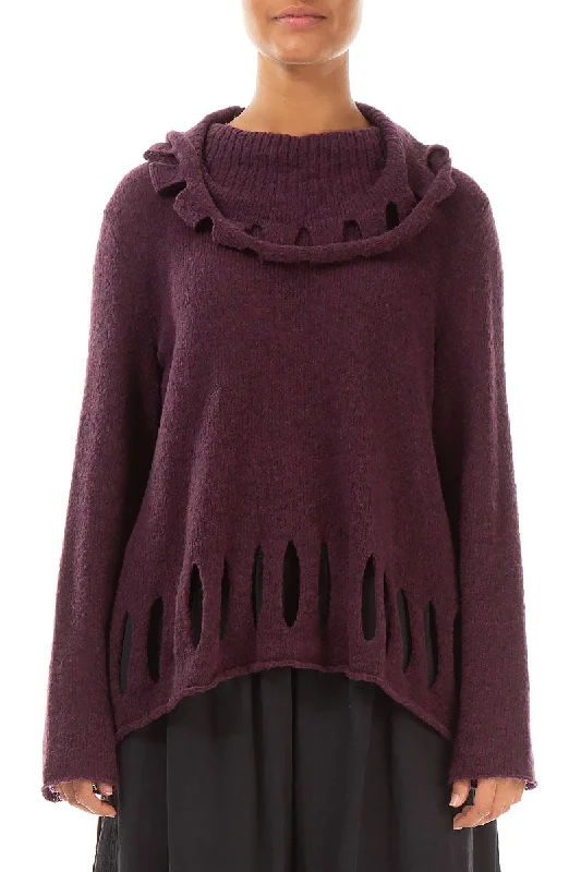 Cut Out Mulberry Wool Sweater