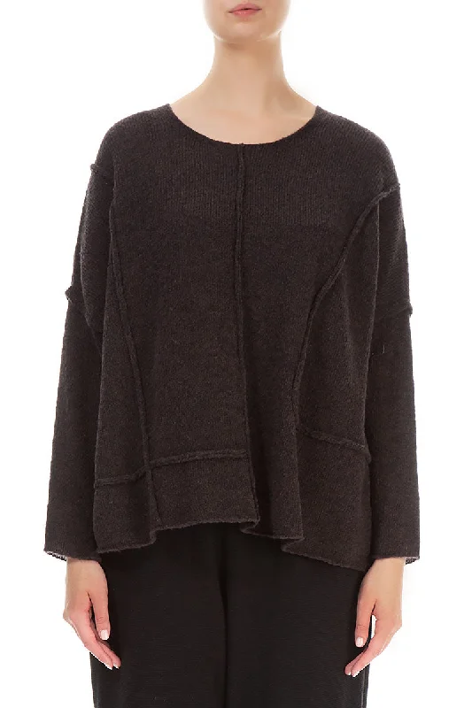 Exposed Seam Chocolate Wool Sweater