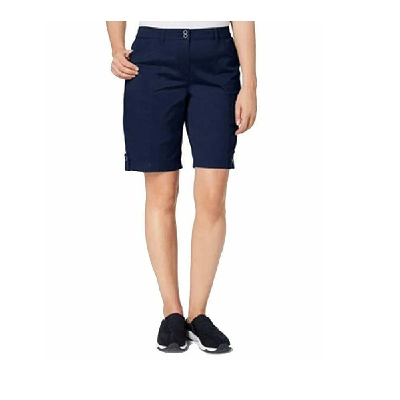 Karen Scott Women's Ribbed-Waist Utility Shorts Intrepid Blue Size 12