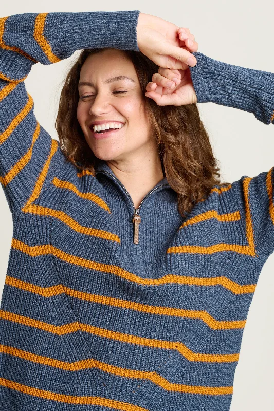 Knitted Stripe Quarter Zip Jumper