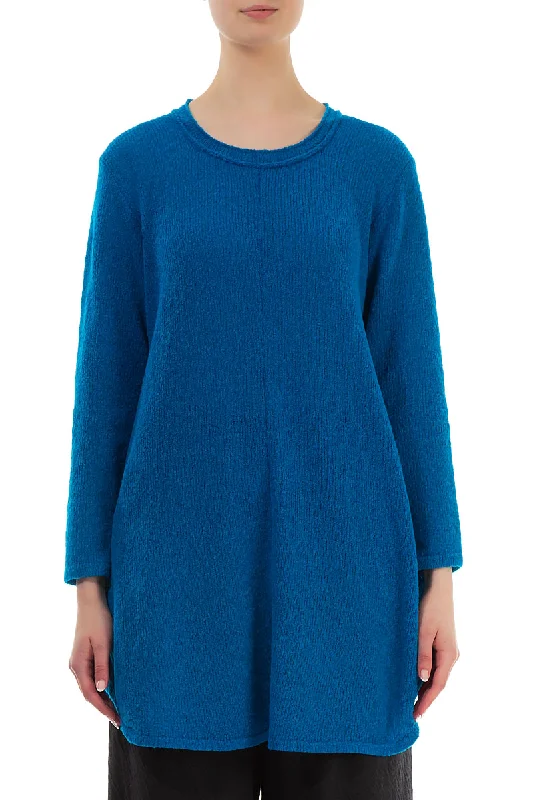 Loose Cosy Azure Blue Wool Sweater