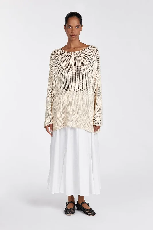 LOU NATURAL MARLE OPEN WEAVE JUMPER