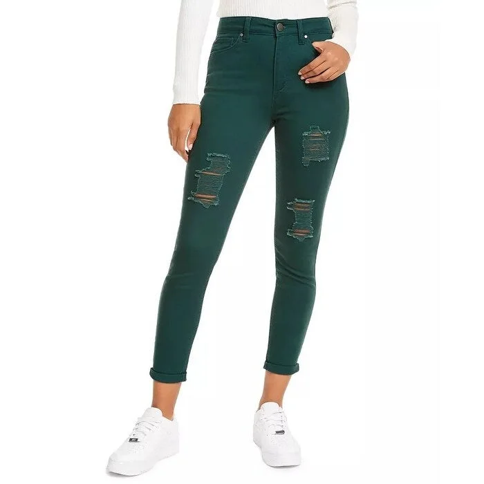 Tinseltown Juniors' Distressed Skinny Jeans Dark Green Size 3