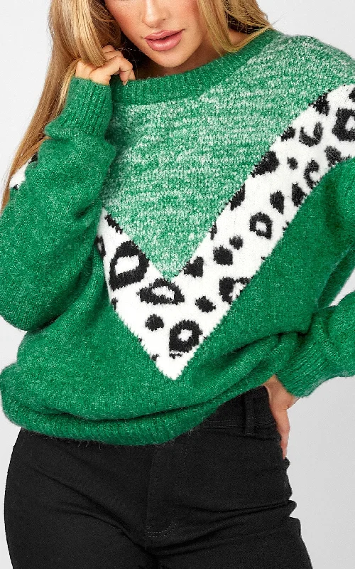 Wilma Knit - Green Leopard